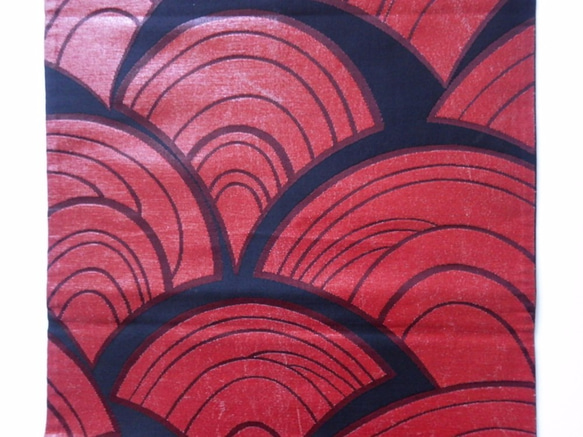 黒に赤の青海波・漆箔織り出し帯 2枚目の画像