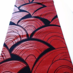 黒に赤の青海波・漆箔織り出し帯 3枚目の画像