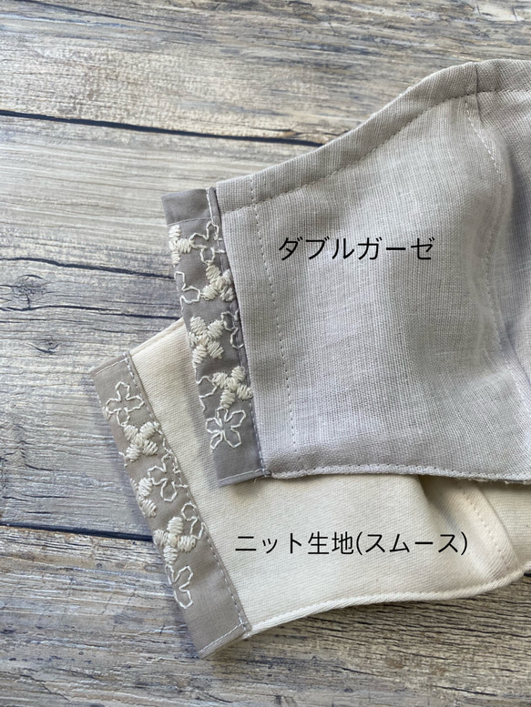 送料込✩紫陽花刺繍の立体マスク(グレー) 8枚目の画像