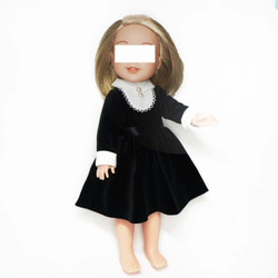 フォーマルワンピース★37cmくらいの人形用★黒別珍★丁寧に縫製しました★送料無料 1枚目の画像