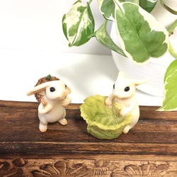 人気⭐︎残りわずか⭐️キャベツボールうさぎ 置物 ウサギ フィギュア ガーデニンググッズ ミニチュアマスコット 3枚目の画像