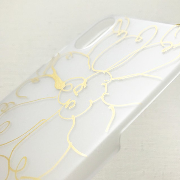 【iPhoneX】「金の花」手描きiPhoneケース（半透明ハードケース） 2枚目の画像
