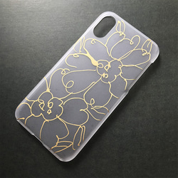 【iPhoneX】「金の花」手描きiPhoneケース（半透明ハードケース） 5枚目の画像