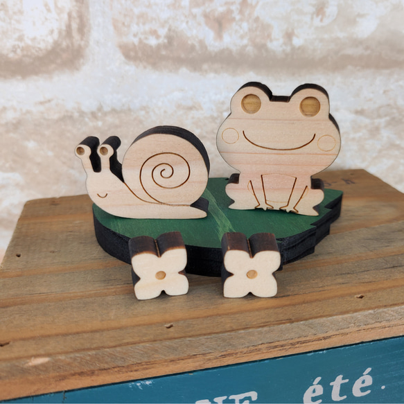 木製 カエルとカタツムリ【５点セット】 1枚目の画像