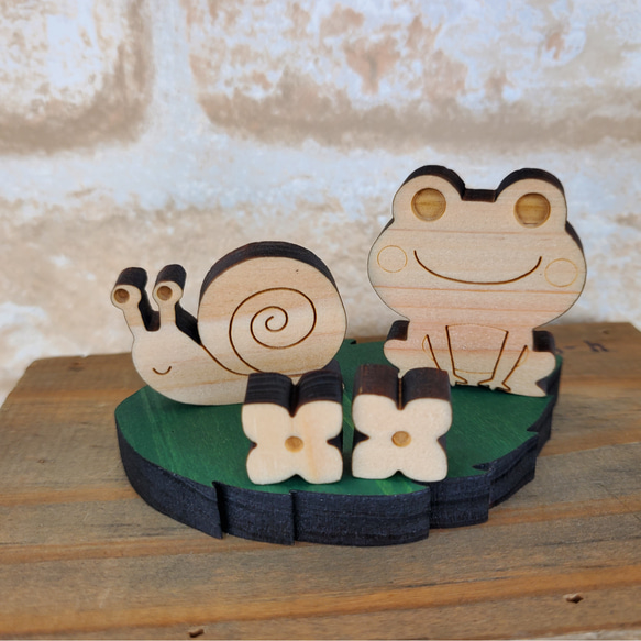 木製 カエルとカタツムリ【５点セット】 3枚目の画像