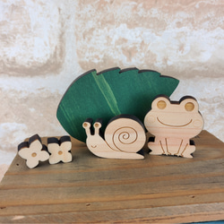 木製 カエルとカタツムリ【５点セット】 4枚目の画像