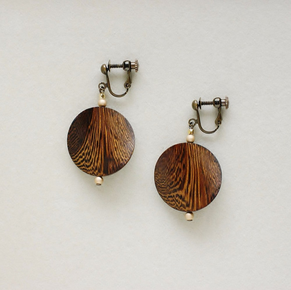 wood beads pierce / earrings 3枚目の画像