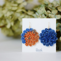 あみあみpierce＊flower blue×orange 1枚目の画像