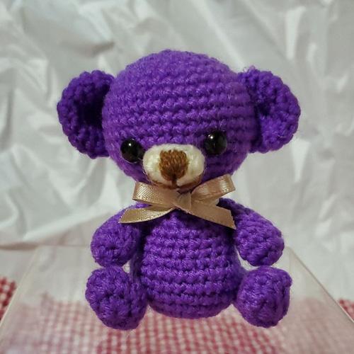 ハンドメイド くまさん あみぐるみ（むらさき） あみぐるみ かごめ
