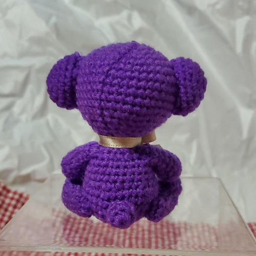 ハンドメイド くまさん あみぐるみ（むらさき） あみぐるみ かごめ