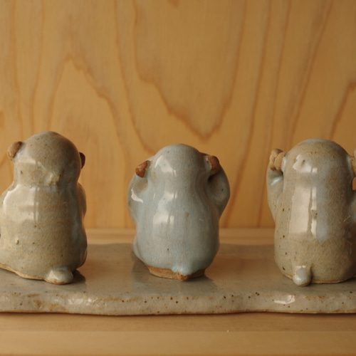 三猿の置物 (見ざる言わざる聞かざる） 立体・オブジェ 歩夢工房