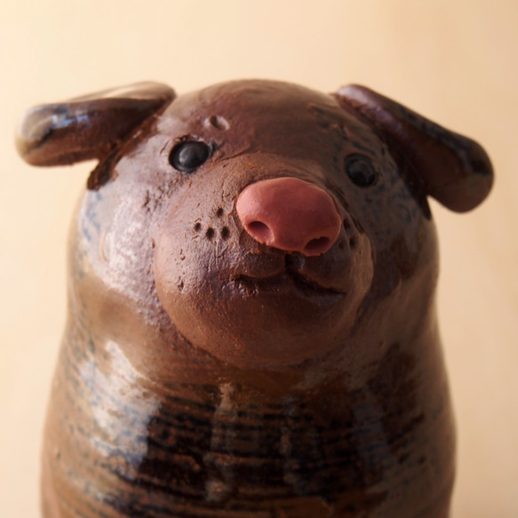 陶置物　犬の土鈴（灰釉） 6枚目の画像