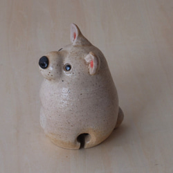 陶置物　犬の土鈴（透明釉） 3枚目の画像
