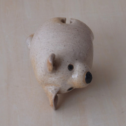 陶置物　犬の土鈴（透明釉） 5枚目の画像