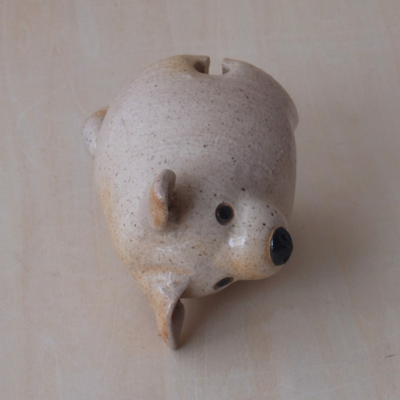 陶置物　犬の土鈴（透明釉） 5枚目の画像
