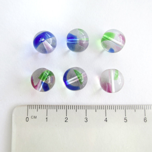 再販 チェコ製 ビー玉みたいな虹色ガラスビーズ｜チェコビーズ