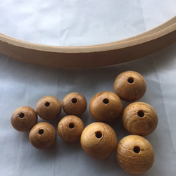 ＊ウッドビーズ（wooden beads）欅（ケヤキ）12*15mm　5pcs 4枚目の画像