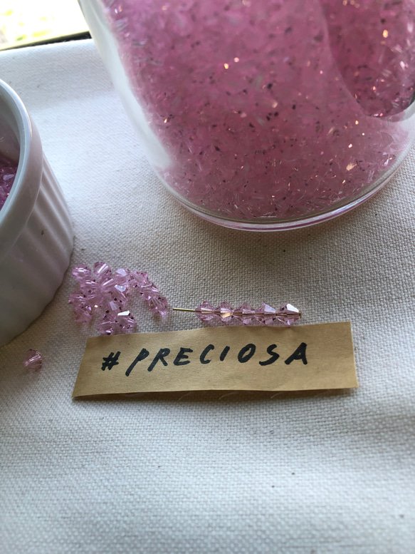 ＊カットチェコガラスビーズ（grass beads）5㎜　100pcs　ピンク（pink sapphire) 1枚目の画像