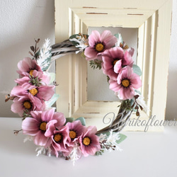 フラワー・リース moco 受注制作)コスモスリース モーブピンク アートフラワー インテリア