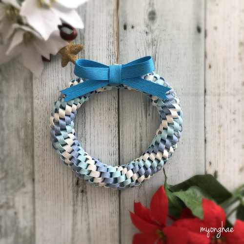 爽やかなブルーのリース リース myonghae 通販｜Creema(クリーマ) 6523792 