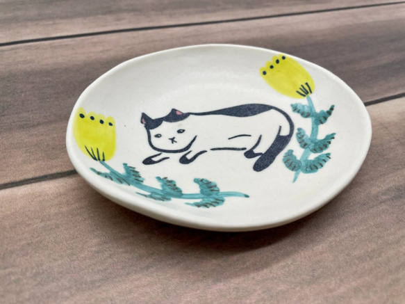 陶瓷小碟 豆皿 貓與花 第3張的照片