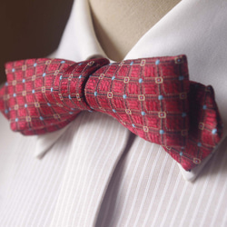 Papa's Bow Tie- 古董布花領帶改製手工領結-情書-紅 窄版 第5張的照片