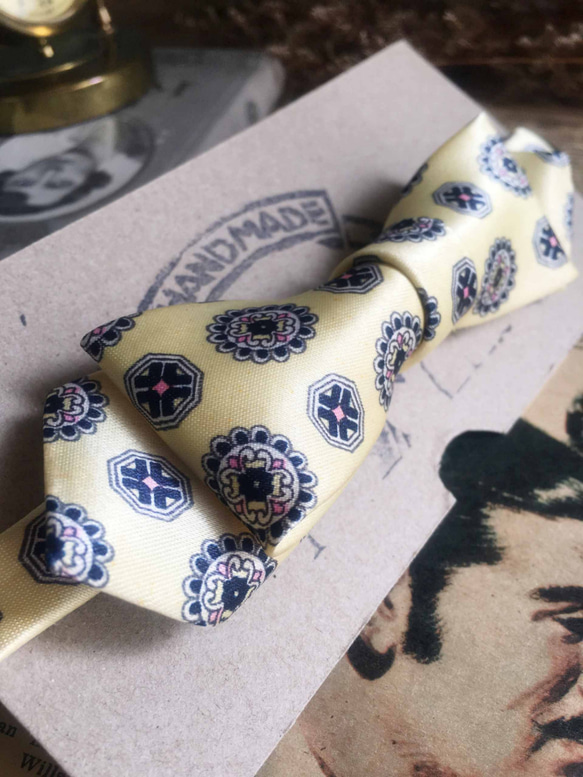 papa's bow tie-Vintage tie remark bow tie-yellow-slim 2枚目の画像