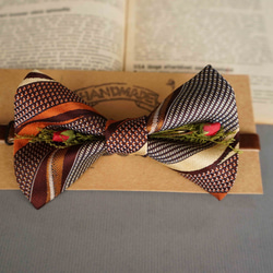 手作古董領帶改造復古領結-愛上日落巴黎時-紅玫瑰版 第1張的照片