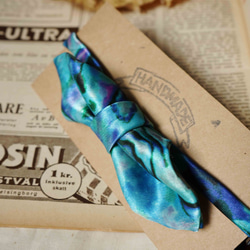 古董布花領帶改製手工領結-深海魚藍-寬版 第7張的照片