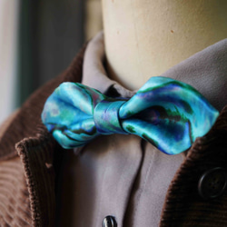 古董布花領帶改製手工領結-深海魚藍-寬版 第8張的照片