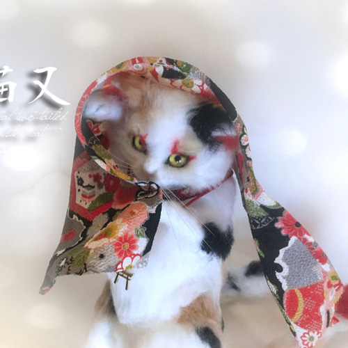 猫又 三毛猫 アートドール オリジナル 猫又 三毛猫 アートドール