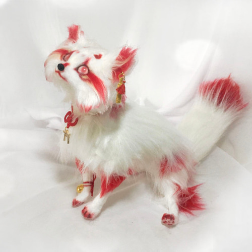 【待望★】 Pさま 全身可動 アート 羊毛フェルト 修行中 幼狐（妖狐）おちび ぬいぐるみ