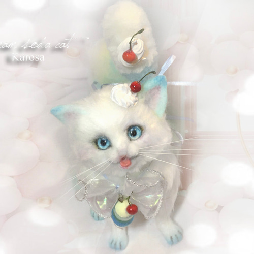 猫 ネコ ねこ クリームソーダにゃんこ！ 羊毛フェルト アートドール