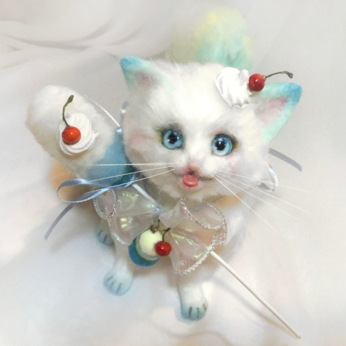 猫 ネコ ねこ クリームソーダにゃんこ！ 羊毛フェルト アートドール