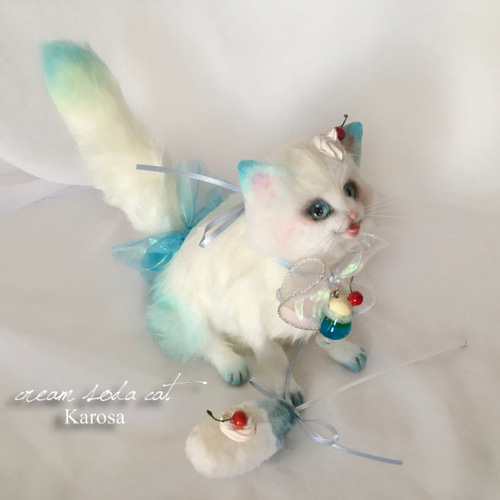 猫 ネコ ねこ クリームソーダにゃんこ！ 羊毛フェルト アート