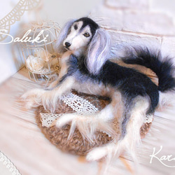 サルーキ 手・足・しっぽ可動☆ 犬 ペット 羊毛フェルト ペット