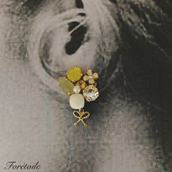花とビジューのイヤリング　JAUNE CITRON（レモンイエロー） 6枚目の画像