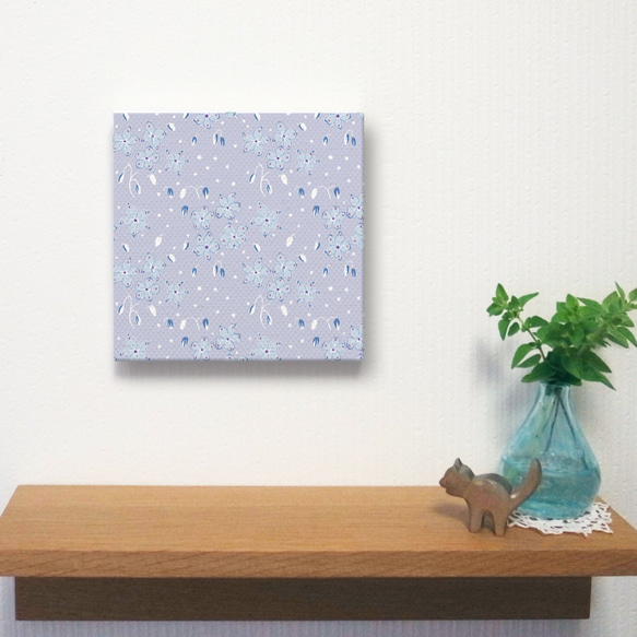ボリジ 小花柄 ブルー 花柄 おしゃれ かわいい 北欧 植物 アートパネル ファブリックボード 壁掛け インテリア 絵画 2枚目の画像