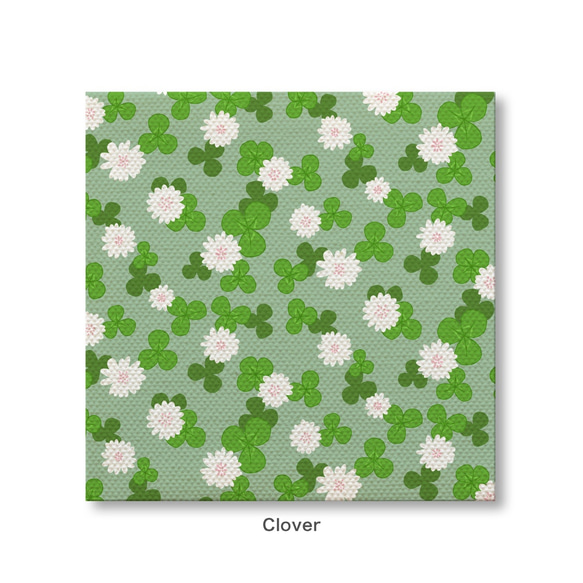 クローバー 花柄 おしゃれ かわいい 北欧 植物 アートパネル ファブリックボード 壁掛け インテリア 絵画 イラスト 1枚目の画像