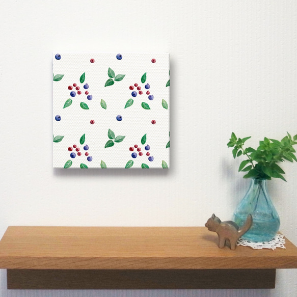 ブルーベリー 花柄 おしゃれ かわいい 北欧 植物 アートパネル ファブリックボード 壁掛け インテリア 絵画 水彩 2枚目の画像