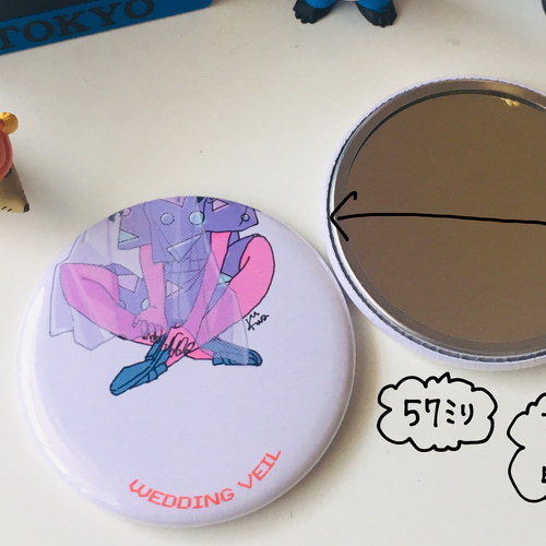 カジュアル女の子の缶ミラー 57mm 手鏡 手鏡 かます八日市 通販