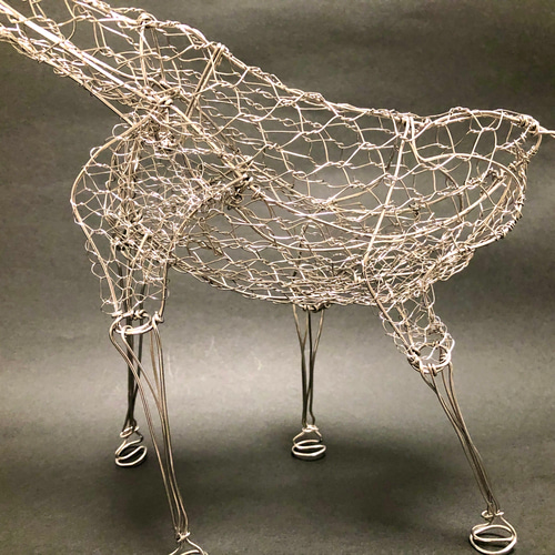 ワイヤーアート キリンの立体オブジェ ハンドメイド 抜か