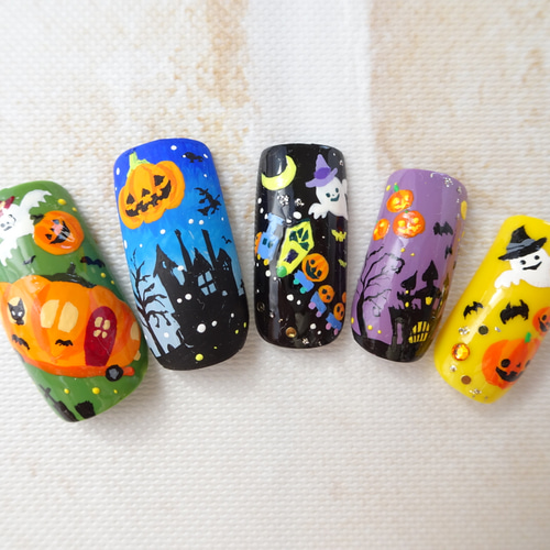 ネイルチップ つけ爪 ハロウィンネイル No668/ジェルネイルチップ☆付け爪〜ハロウィンネイル☆限定