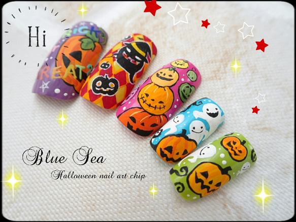 一点もの】ハロウィン ネイル アート チップ No.5（※鑑賞用 