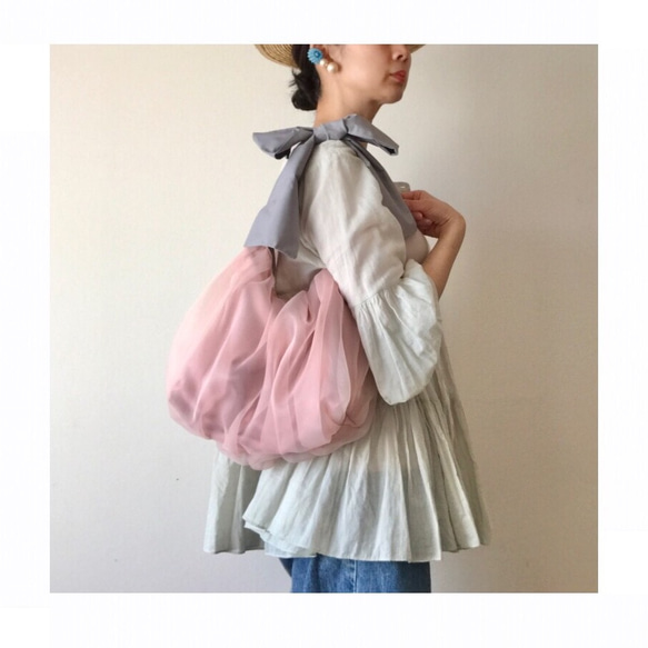 【受注生産】《3way》ribbon tote bag （sakura pink） 5枚目の画像
