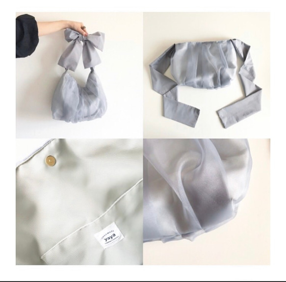 【受注生産】《3way》ribbon tote bag （right gray） 5枚目の画像