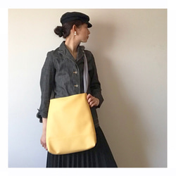 【sold out】《3way》ribbon tote bag （ecoleather egg yellow） 3枚目の画像