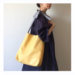 【sold out】《3way》ribbon tote bag （ecoleather egg yellow） 5枚目の画像