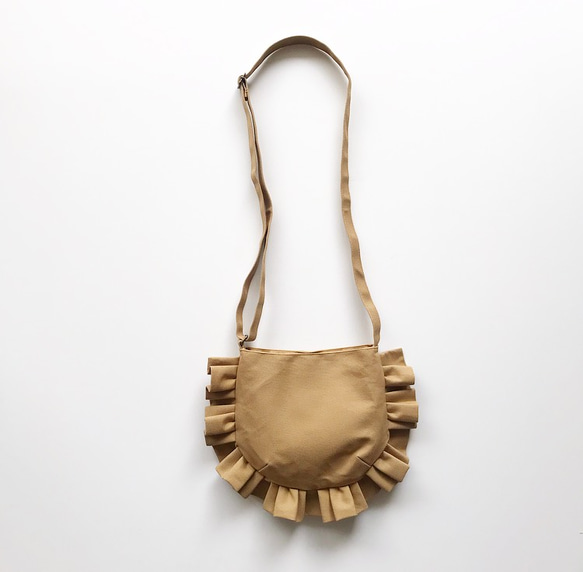 【受注生産】 ミニサイズfrill shoulder bag （camel） 5枚目の画像