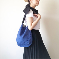 【3日以内に発送】ベルギーリネン使用・3way ribbontotebag （linen Blue） 3枚目の画像